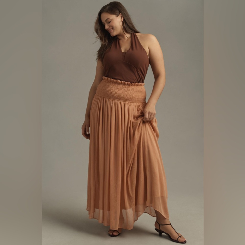 Anthropologie Smocked Sheer Maxi Skirt NWT - Picture 1 of 12